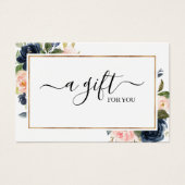 Chic Navy Blush Pink Floral Gift Certificate Card (Vorderseite)