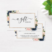 Chic Navy Blush Pink Floral Gift Certificate Card (Schreibtisch)