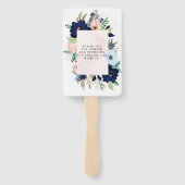 Chic Navy Blush Pink Painted Floral Wedding Dank Fächer (Rückseite)