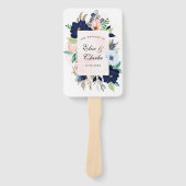 Chic Navy Blush Pink Painted Floral Wedding Dank Fächer (Vorderseite)
