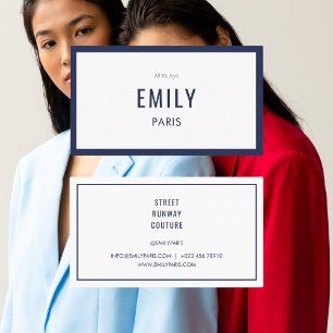 Chic Navy Fashion Stylist / Beauty Business Card Visitenkarte