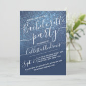 Chic Navy Funkelnd Glitzer Ombre Bachelorette Einladung (Stehend Vorderseite)
