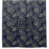 Chic Navy Gold Badezimmer Statement Vorhang (Vorderseite)