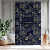 Chic Navy Gold Bathroom Statement Curtain Duschvorhang
