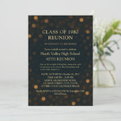 Chic Navy Gold Bokeh 45th Class Reunion Invitation Einladung (Stehend Vorderseite)