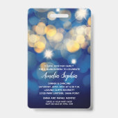 Chic Navy Gold Bokeh Quinceañera Invite VIP Pass Ausweis (Rückseite)