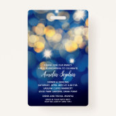 Chic Navy Gold Bokeh Quinceañera Invite VIP Pass Ausweis (Rückseite)