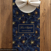 Chic Navy Gold Botanical Table Style Mittelgroßer Tischläufer