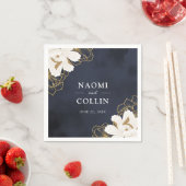 Chic Navy & Gold Floral Wedding Serviette (Beispiel)