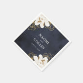 Chic Navy & Gold Floral Wedding Serviette (Ecke)