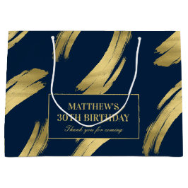 Chic Navy Gold Foil Birthday Large Gift Bag Große Geschenktüte