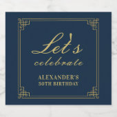 Chic Navy Gold Gatsby Champagne Schaumweinetikett (Einzelnes Label)