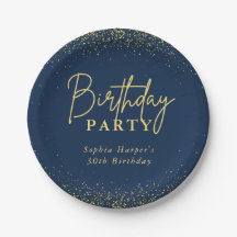 Chic Navy Gold Glitter Confetti Birthday Party