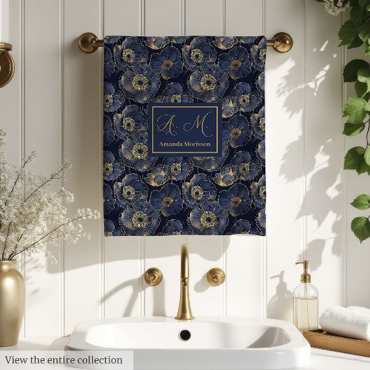 Chic Navy Gold Handtücher Elegantes Benutzerdefini