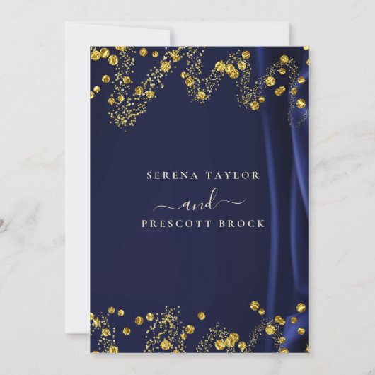 Chic Navy Gold Hochzeit Einladung (Rückseite)