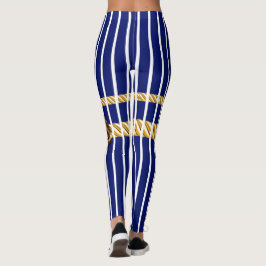 Chic Navy Gold Lips Lines Beauty Girl Custom Leggings