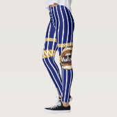Chic Navy Gold Lips Lines Beauty Girl Custom Leggings (Links)