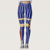Chic Navy Gold Lips Lines Beauty Girl Custom Leggings (Vorderseite)