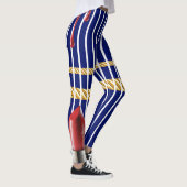 Chic Navy Gold Lips Lines Beauty Girl Custom Leggings (Rechts)