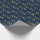 Chic Navy Gold Name Age Birthday Geschenkpapier (Ecke)