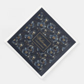 Chic Navy Gold Napkins Elegant Custom Gift Design Serviette (Ecke)