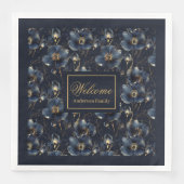 Chic Navy Gold Napkins Elegant Custom Gift Design Serviette (Vorderseite)