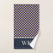 Chic Navy Karo-Bad Monogramm Badhandtuch Set (Handtuch)