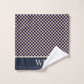 Chic Navy Karo-Bad Monogramm Badhandtuch Set (Waschlappen)