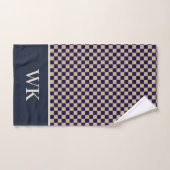 Chic Navy Karo-Bad Monogramm Badhandtuch Set (Handtuch)