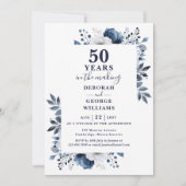 Chic Navy Monogram zum 50. Hochzeitstag Einladung (Vorderseite)