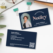Chic Navy Notary Public Loan Signing Foto QR Code