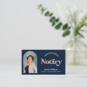 Chic Navy Notary Public Loan Signing Foto QR Code Visitenkarte (Stehend Vorderseite)