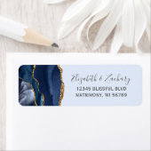 Chic Navy Pale Blue Gold Wedding Return Address (Insitu)