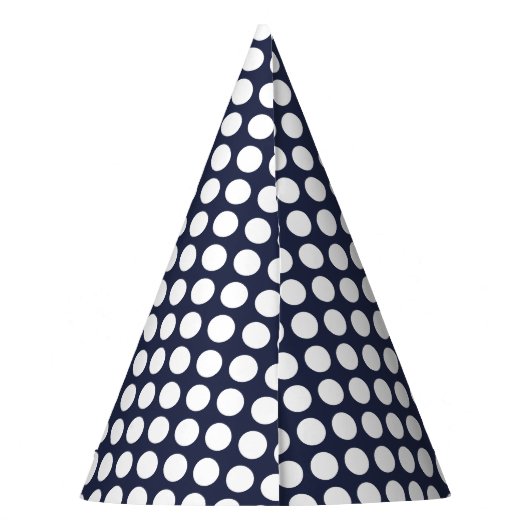 Chic Navy Party Hut mit Shiny Solid White Dots Partyhütchen (Rückseite)