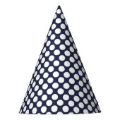 Chic Navy Party Hut mit Shiny Solid White Dots Partyhütchen (Vorderseite)