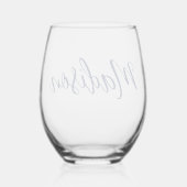 Chic Navy Personalisiert Name Weinglas Ohne Stiel (Rückseite)