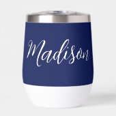 Chic Navy Personalisierter Name in White Script (Vorderseite)