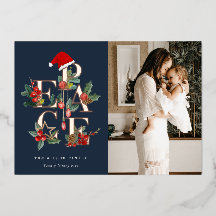 Chic Navy Red Green Foto Peace Christmas Folies