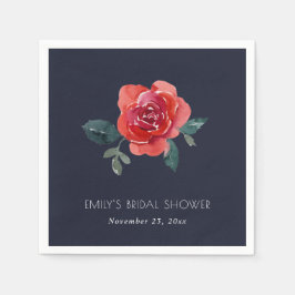 CHIC NAVY RED GREEN ROSE FLORAL BRAUTPARTY SERVIETTE