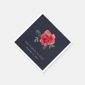 CHIC NAVY RED GREEN ROSE FLORAL BRAUTPARTY SERVIETTE (Ecke)