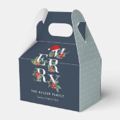 Chic Navy Red Green White Frohe Weihnachtsfolien Geschenkschachtel (Rückseite)