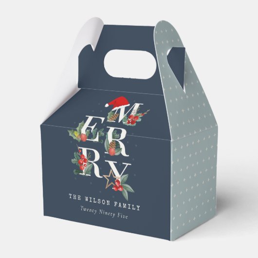 Chic Navy Red Green White Frohe Weihnachtsfolien Geschenkschachtel (Vorderseite)