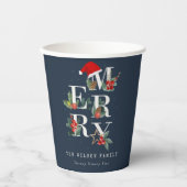 Chic Navy Red Green White Frohe Weihnachtsfolien Pappbecher (Vorderseite)
