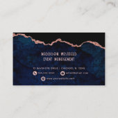 Chic Navy Rose Agate Visitenkarte (Rückseite)