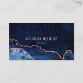 Chic Navy Rose Agate Visitenkarte (Vorderseite)