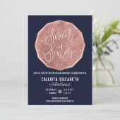 Chic Navy Rose Gold Glitzer Polygon Geo Sweet 16 Einladung (Stehend Vorderseite)