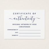 Chic Navy Script Certificate of Authenticity (Vorderseite)