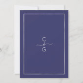 Chic Navy Silver Glitzer Confetti Border Wedding Einladung (Rückseite)