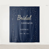 Chic Navy Sparkle Glitzer Brautparty Hintergrund Wandteppich (Vorderseite)