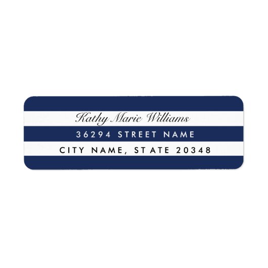 Chic Navy Strip Address Labels (Vorne)